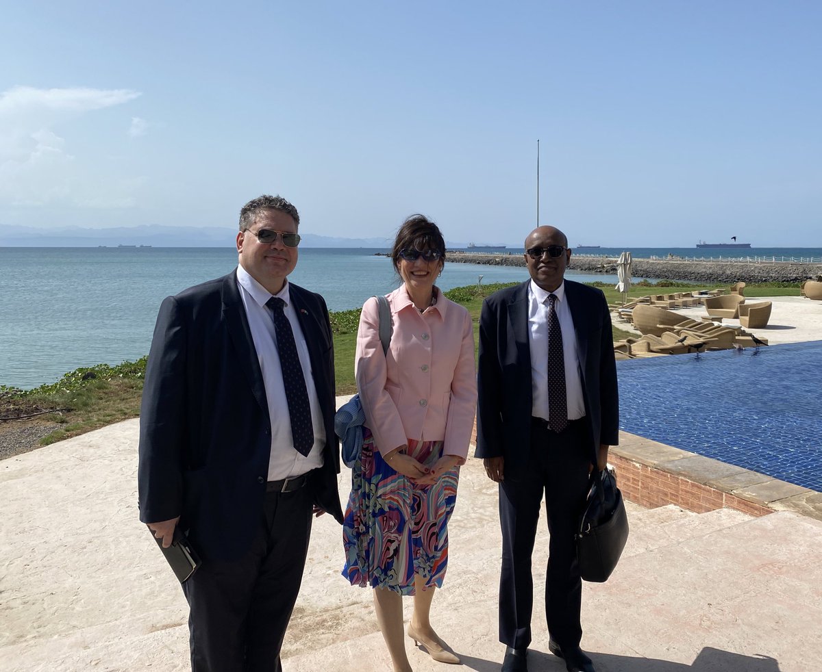 UlgenElif's tweet photo. Held the 3rd round of Türkiye-Djibouti political consultations today in Djibouti with Ambassador Mohamed Ali Hasan, Sec.Gen. of the Min.of Foreign Affairs and Int. Coop. We are grateful for the hospitality, as well as the generous Djibouti sun☀️🇹🇷🇩🇯 @CibutiBE https://t.co/52xAHjORkx