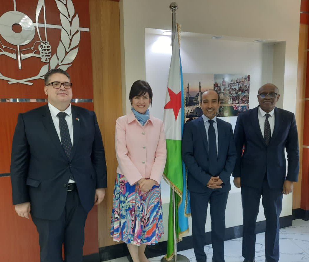 UlgenElif's tweet photo. Held the 3rd round of Türkiye-Djibouti political consultations today in Djibouti with Ambassador Mohamed Ali Hasan, Sec.Gen. of the Min.of Foreign Affairs and Int. Coop. We are grateful for the hospitality, as well as the generous Djibouti sun☀️🇹🇷🇩🇯 @CibutiBE https://t.co/52xAHjORkx