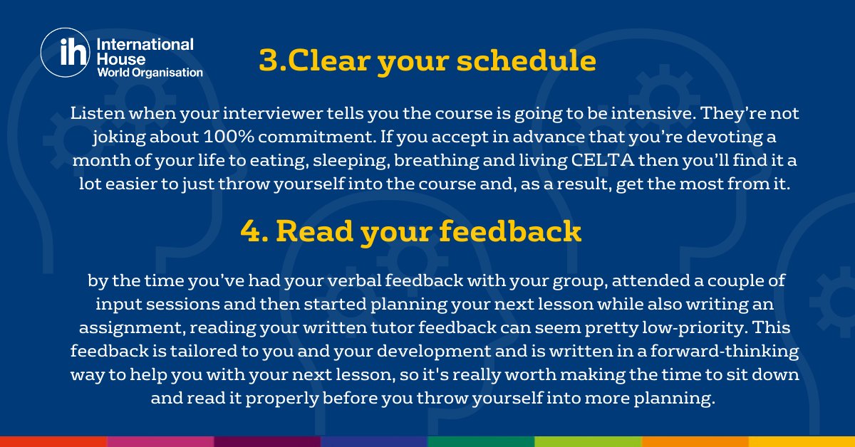 Preparing for the CELTA 📚 ? Check out the preparation tips given by IH CELTA graduates 👇

You can read the full list here 👇 ihteachenglish.com/blog-post/10-t…
#CELTA #IHCELTA #ihworld #International House