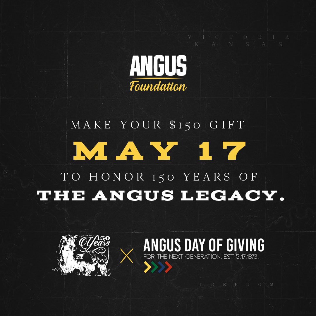 May 17 marks 150 years of the Angus legacy, and we’re announcing a challenge to celebrate this milestone.

Sustain the legacy built by George Grant and countless Angus breeders after. Make your $150 contribution to help reach 1,000 donors in 2023.

angus.org/foundation/get…