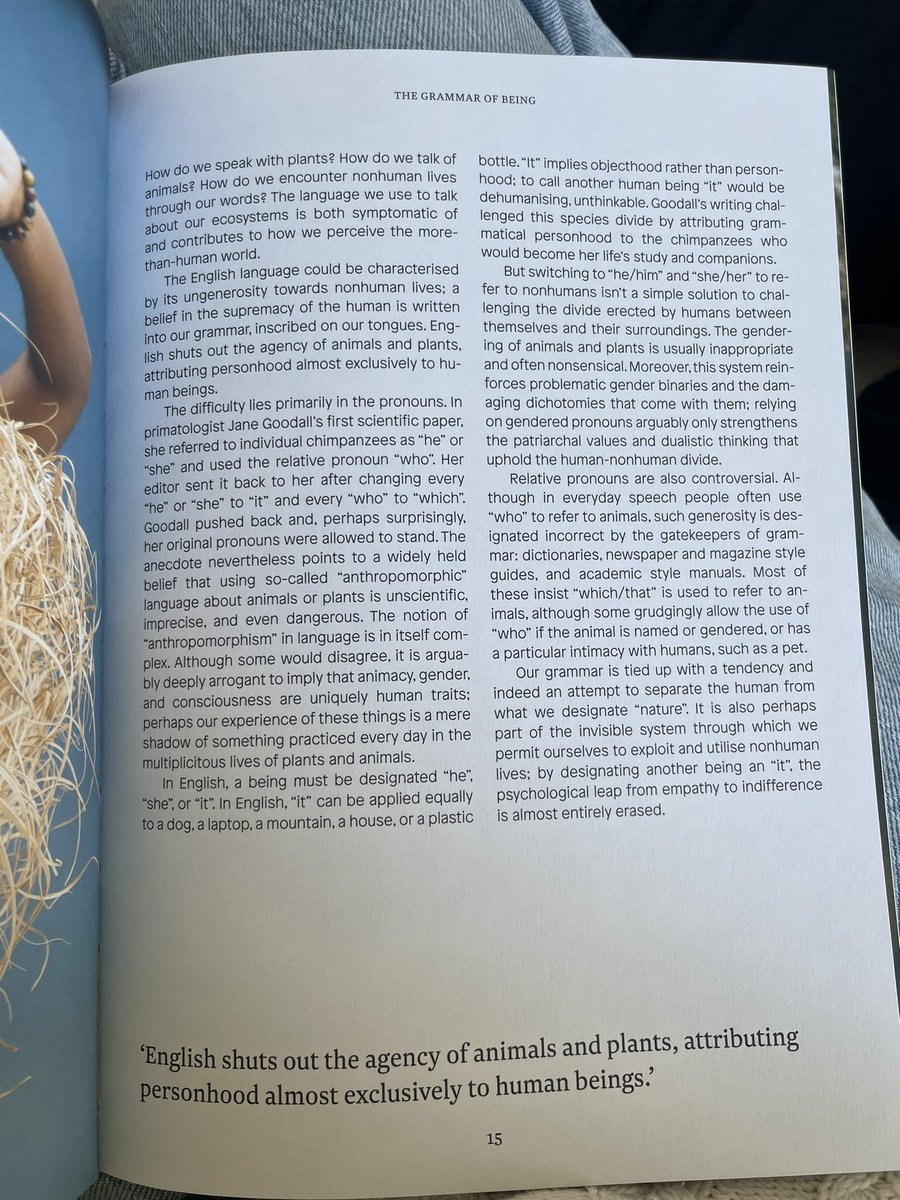 aqueraltf's tweet image. Inspiring Sunday reading: @wtlfmag #7 ‘The Grammar of Being’ by @AnnaSouter , Thomas Broadhead and @WillHearle @Alicemccabe3 “language is both cause and effect of our relationship w our ecosystem”.
Makes me think of Irene Solà’s book &amp;amp; how my mother tongues are constructed🪻🌱🌝