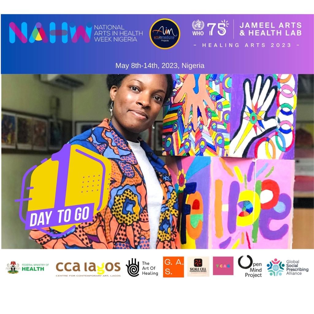 Tomorrow is D-Day!
Click link in our bio to participate in the National #ArtsinHealth Week starting tomorrow Monday 8th - Sunday 14th May 2023.

#NationalArtsInHealthWeek2023
#ArtsinHealthWeek
#artsinhealthcare
#artsintegration
#artsinhealth
#artists
#nahweekng