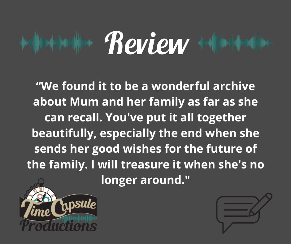 TimeCapsProd's tweet photo. It means a lot to have received such a wonderful review about an Audio Time Capsule that I recently completed. I love to make these and it is so rewarding to know that these capsules will be keeping memories alive for many generations to come.🤎 https://t.co/F766wulpWQ