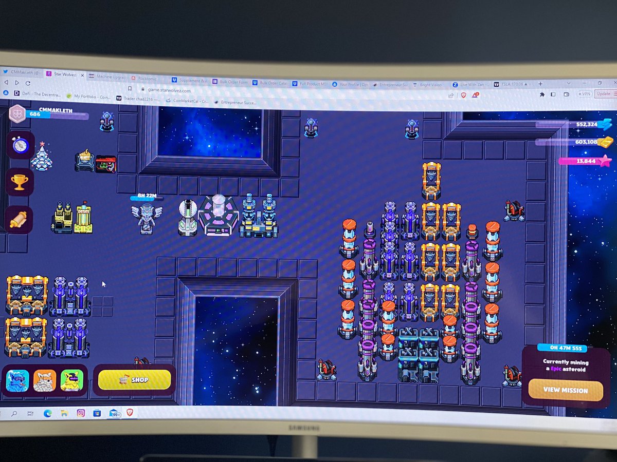 Decided to shout out my <a href="/starwolvez/">Star Wolvez</a> base today. Have 4 Level 11 mines and counting, Level 7 Mainframe, 4 technician bunkers, Maxed out Gasa base, Gooh refinery, and Star Lab. Also got a Stardust Mine Level 4 bringing me in some sweet sweet dust 💫 #starwolves #starbase #stardust