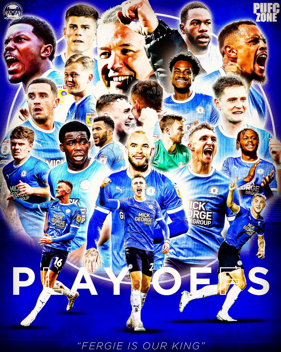 PLAY OFFS 🔜

If you said to me after Wycombe 3-0 we’d be here I’d laugh 
What a day 
What a win 

#pufc #footballgraphics #leagueone #efl #boro