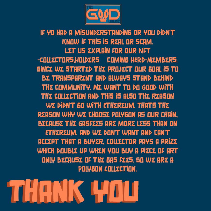 If you had a misunderstanding or you didn’t know if this is real or scam. 
Let us explain for our NFTCollectors,Holders &amp; coming HERD-Members.
Since we started the project our goal is to be transparent and always stand behind the community. We want to do Good with the collection.