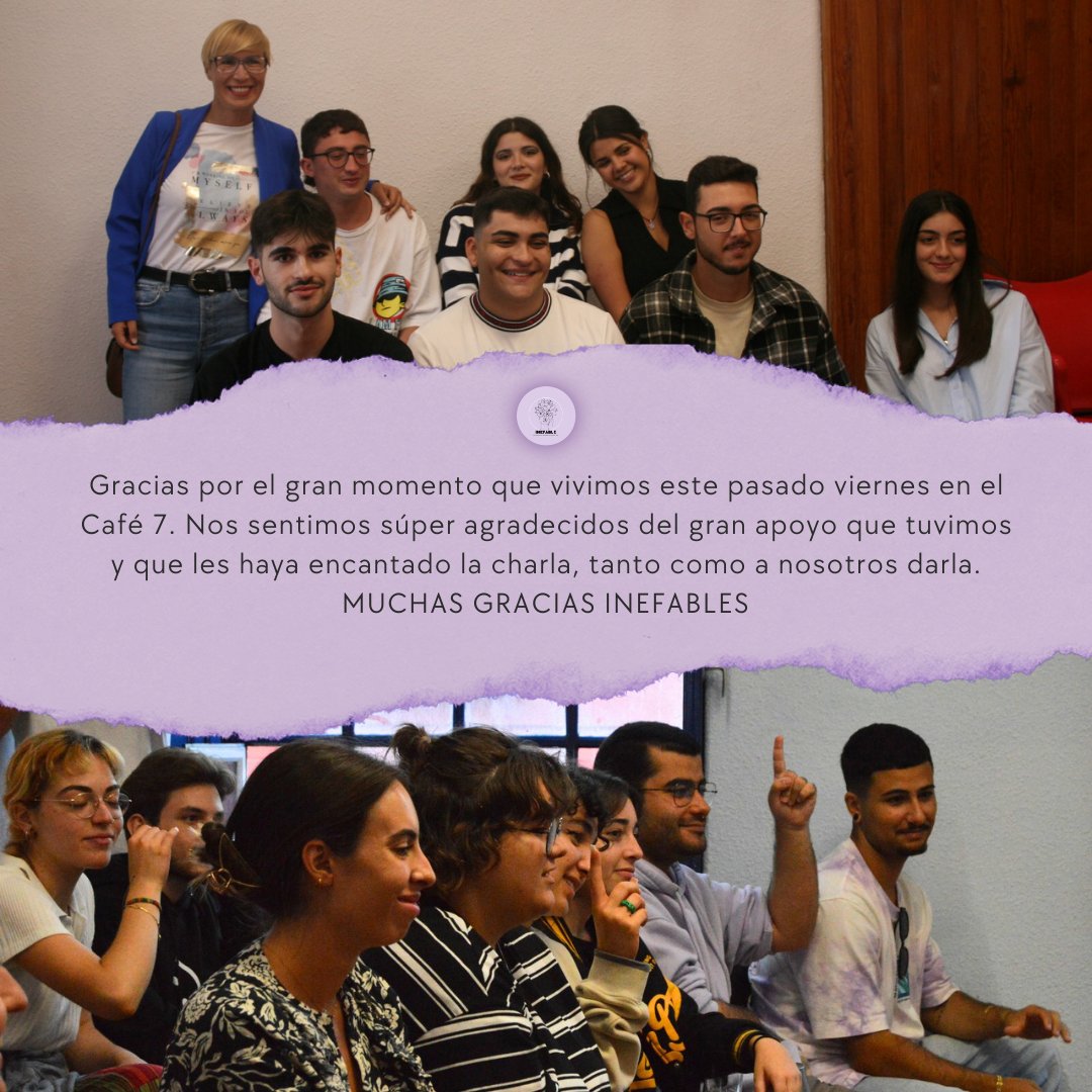 INEFABLE_tca's tweet photo. Gracias a todas esas personas que nos acompañaron en la charla el pasado viernes en el 'Café 7'. 
Vivimos un momento único en el rato que estuvimos allí.
También muchas gracias a @PatyPalenzuela por apoyarnos en nuestro proyecto.
Vivan, disfruten, ámense. Sean #INEFABLES 🤍 https://t.co/as86E6TkVA