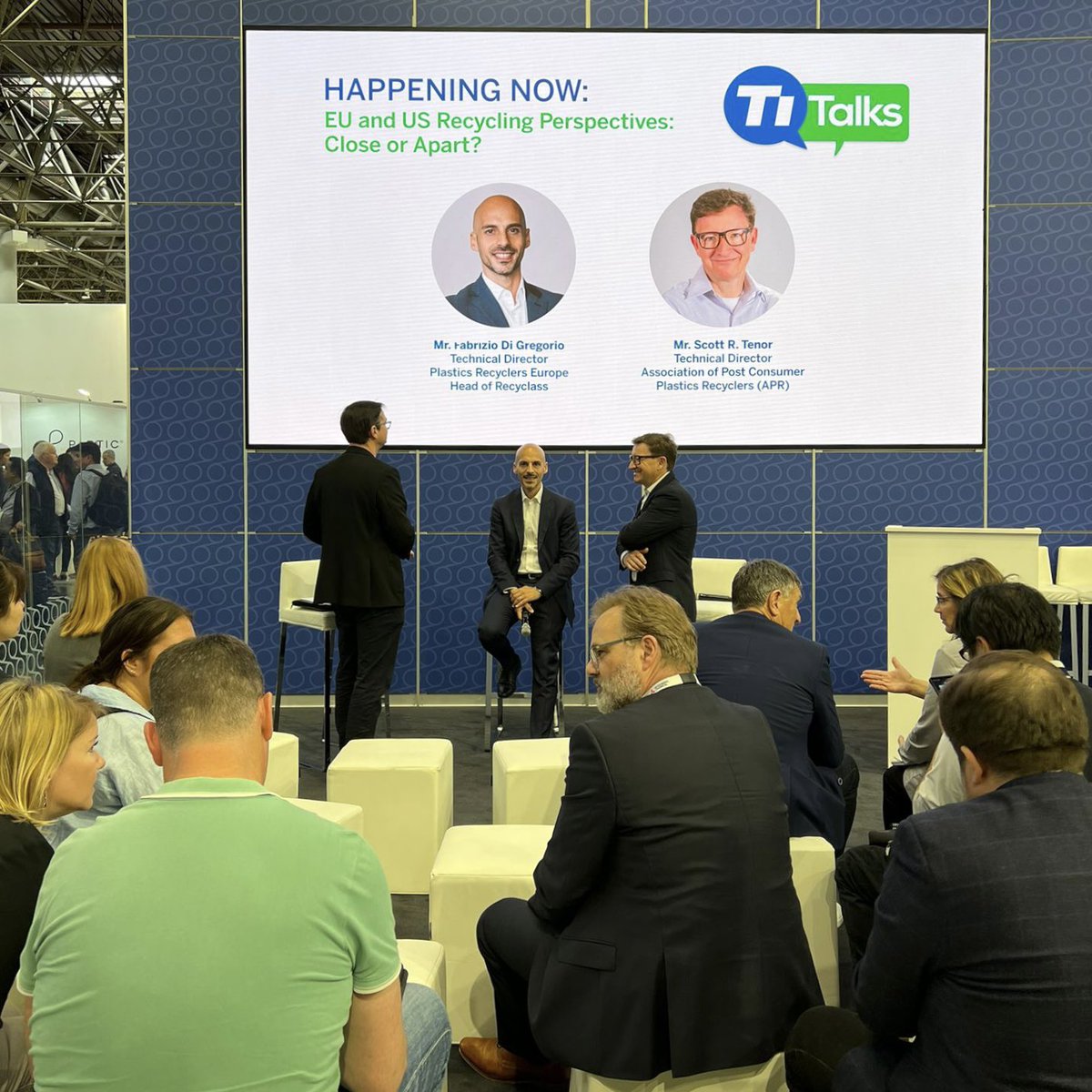 Ti_Films's tweet photo. It was a really interesting Session4 of #TiTalks: Fabrizio Di Gregorio of @RecyClassEU & Scott Trenor of the @APRrecycles shed light on the different approaches of #recycling associations, helping the audience understand the differences and commonalities between the 2 regions. https://t.co/xa8RUXxdAL