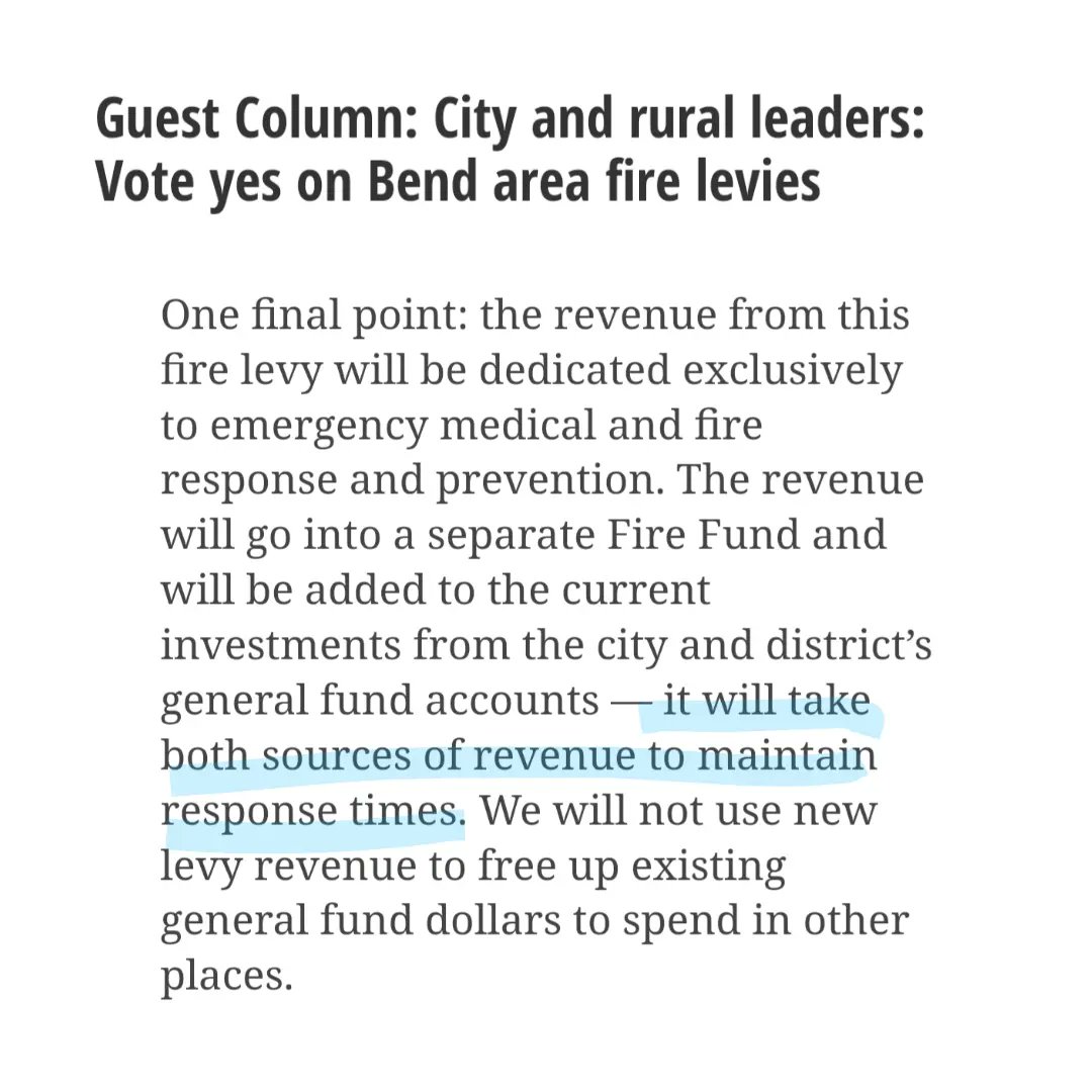MelanieKebler's tweet photo. The Bend City Council and Rural Fire Protection District #2 Board members urge you to VOTE YES on the fire levy on your May ballot! The levy rate has been the same since 2014. More people = more emergencies for @bendfirefighter to respond to. 

More info: https://t.co/ZTBF5S4qJ0 https://t.co/W6e0moxt4C