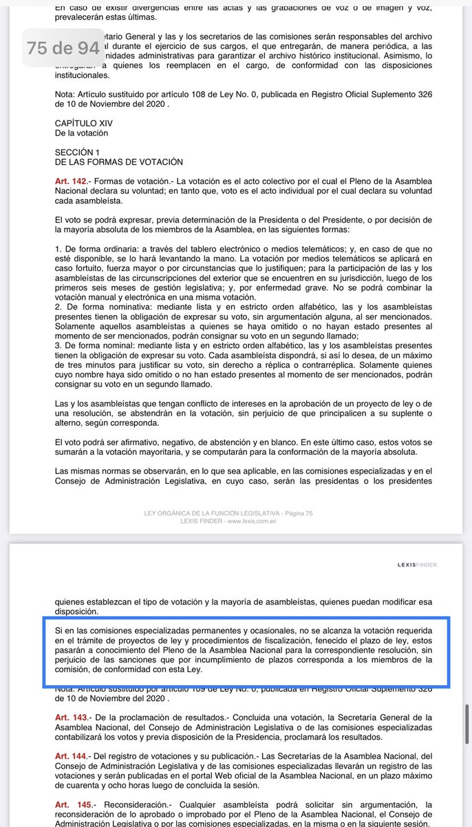 MG_MOLINAM's tweet photo. Presidente de @AsambleaEcuador @VSaquicelaE convoca a las y los asambleístas a conocer los memorandos remitidos por @FiscalizacionAN respecto del informe de #JuicioPolíticoALasso que no alcanzó los votos requeridos para su aprobación, por tanto se aplicará el art. 142 de la LOFL https://t.co/T2WxIwB8Ng
