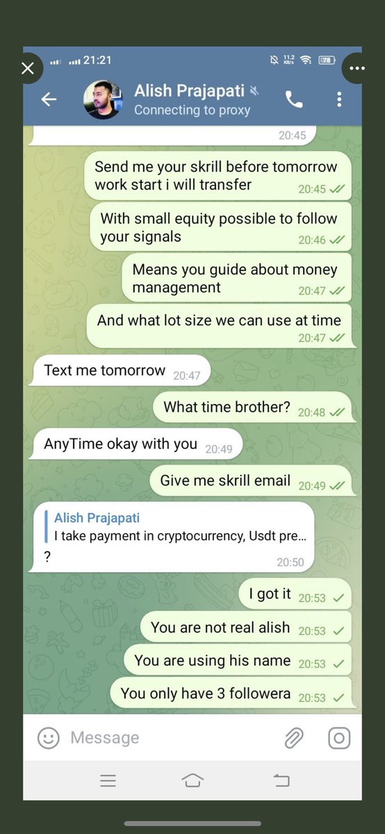 Cashvolumes's tweet photo. Scammer Alert.🚨

I never message first by myself for anything to anyone.

I don’t have any VIP services as of now.

I know you people are smart enough to identify such fraudsters and protect your money from them.

Please report such scammers🤝 https://t.co/AdM0aJUoN1