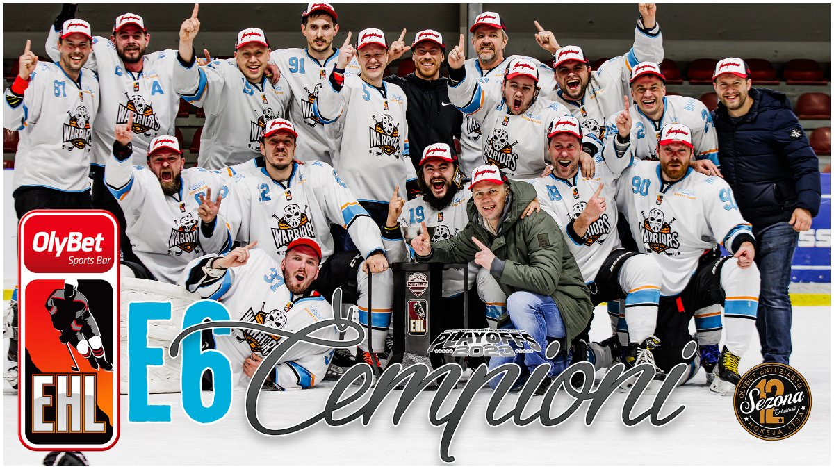 Divdesmit divi HK Ice Warriors komandas spēlētāju vārdi tiks iegravēti Nameja kausā. 
Bet tas pavisam nenāca vienkārši - pēdējās sekundēs izmantota iespēja un perfekta bullīšu spēle.

HK Ice Warriors ir pirmie, kas E6 finālsērijā (4:2) uzvar viesos.

ČEMPIONI

#entuziasti