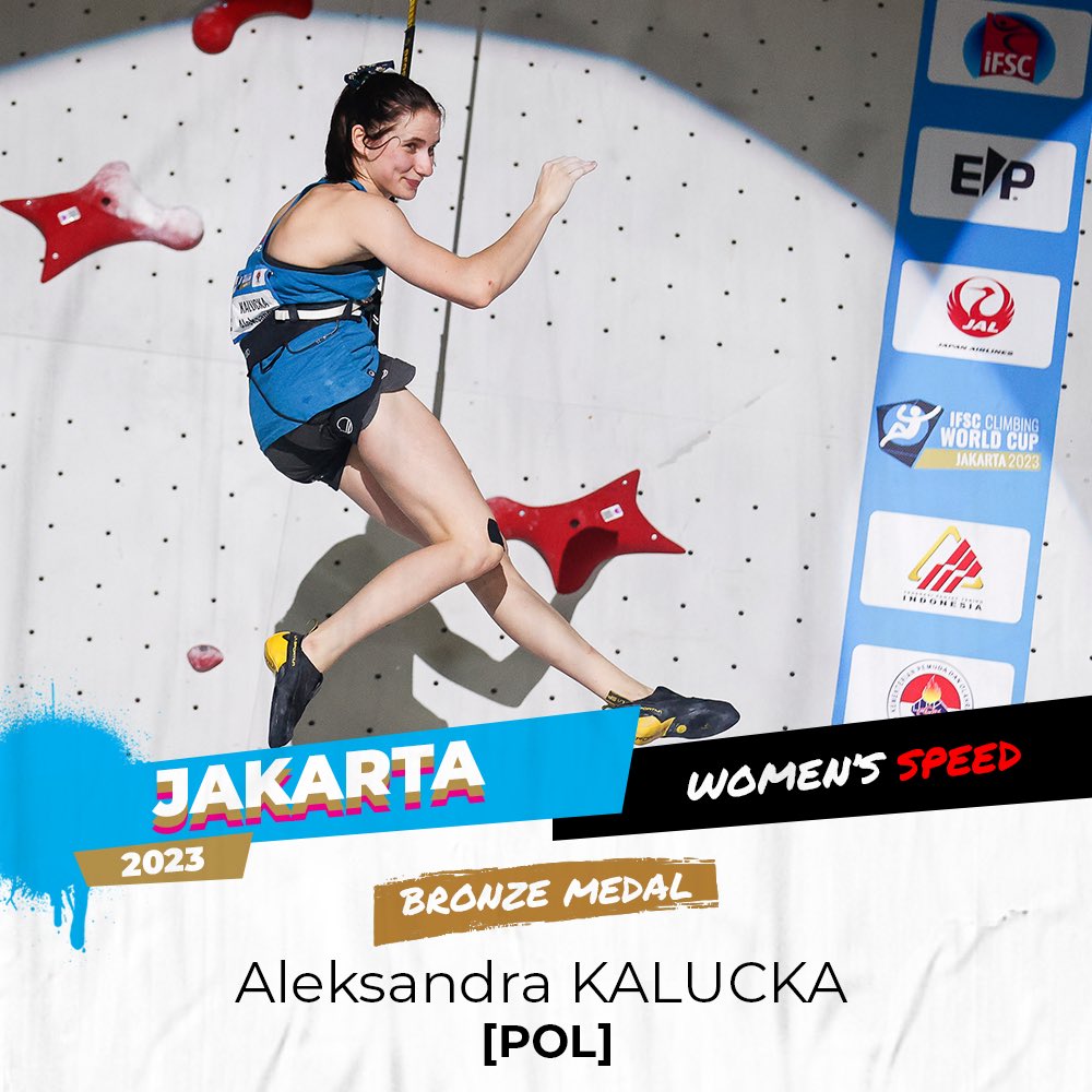 She’s done it again! <a href="/OlaMiroslaw/">Aleksandra Miroslaw</a> 🇵🇱 is two from two taking the gold medal in Jakarta to add to her gold last week in Seoul 🥇🥇

📸 <a href="/d_tosidis/">Dimitris Tosidis</a> 

#ifsc #sportclimbing #jakartawc #speed