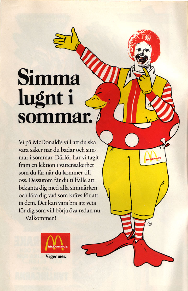 "Simma lugnt i sommar #gammalreklam för Mcdonalds från 1987