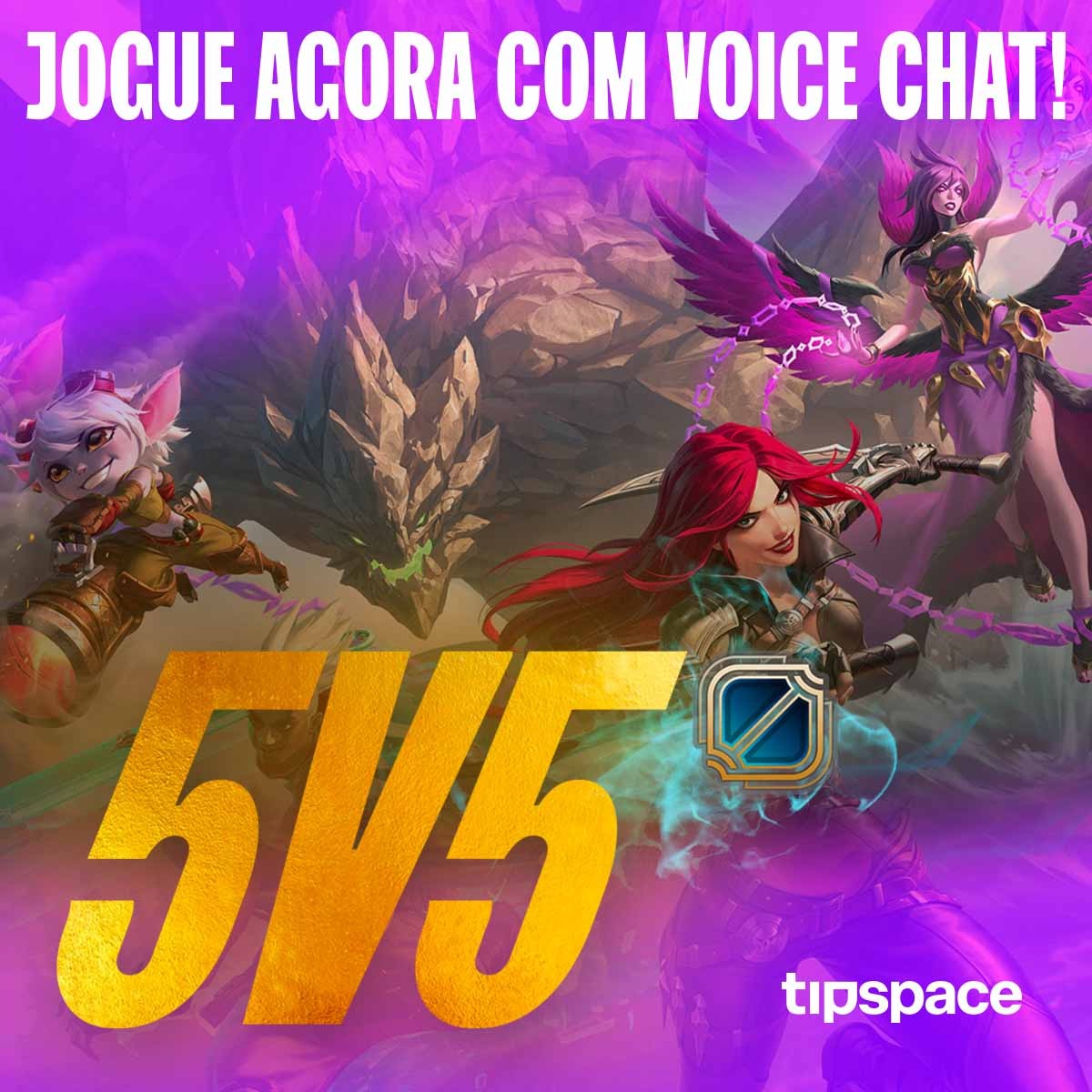 5v5 de LoL com voice chat, matchmaking próprio, anti cheat brabo e valendo moneyyy 🤑

Vem jogar agora no Tipspace!