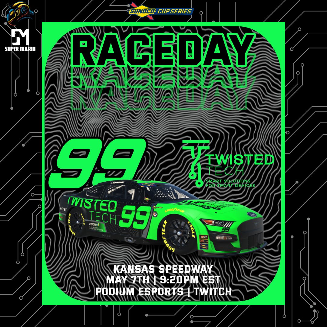 RACEDAY

Tonight @sunococupseries heads to the virtual <a href="/kansasspeedway/">Kansas Speedway</a>! This has to be my favorite mile and a half on the schedule and counts as a home race for us. Looking to do well and keep our points lead.

<a href="/TwistedTechIT/">Twisted Tech</a> | <a href="/TeamWatsonRacin/">Team Watson Racing Setups</a> | <a href="/AbruzziUSA/">AbruzziUSA</a>