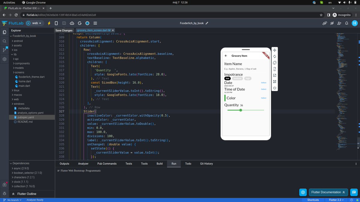HappyDivchyna's tweet photo. Day27: Building a quantity widget
@FlutLab Sandbox - https://t.co/dTXQhP5C9I (play with code).      
#100DaysofCode with "Flutter Apprentice" https://t.co/NIo7Yoner8