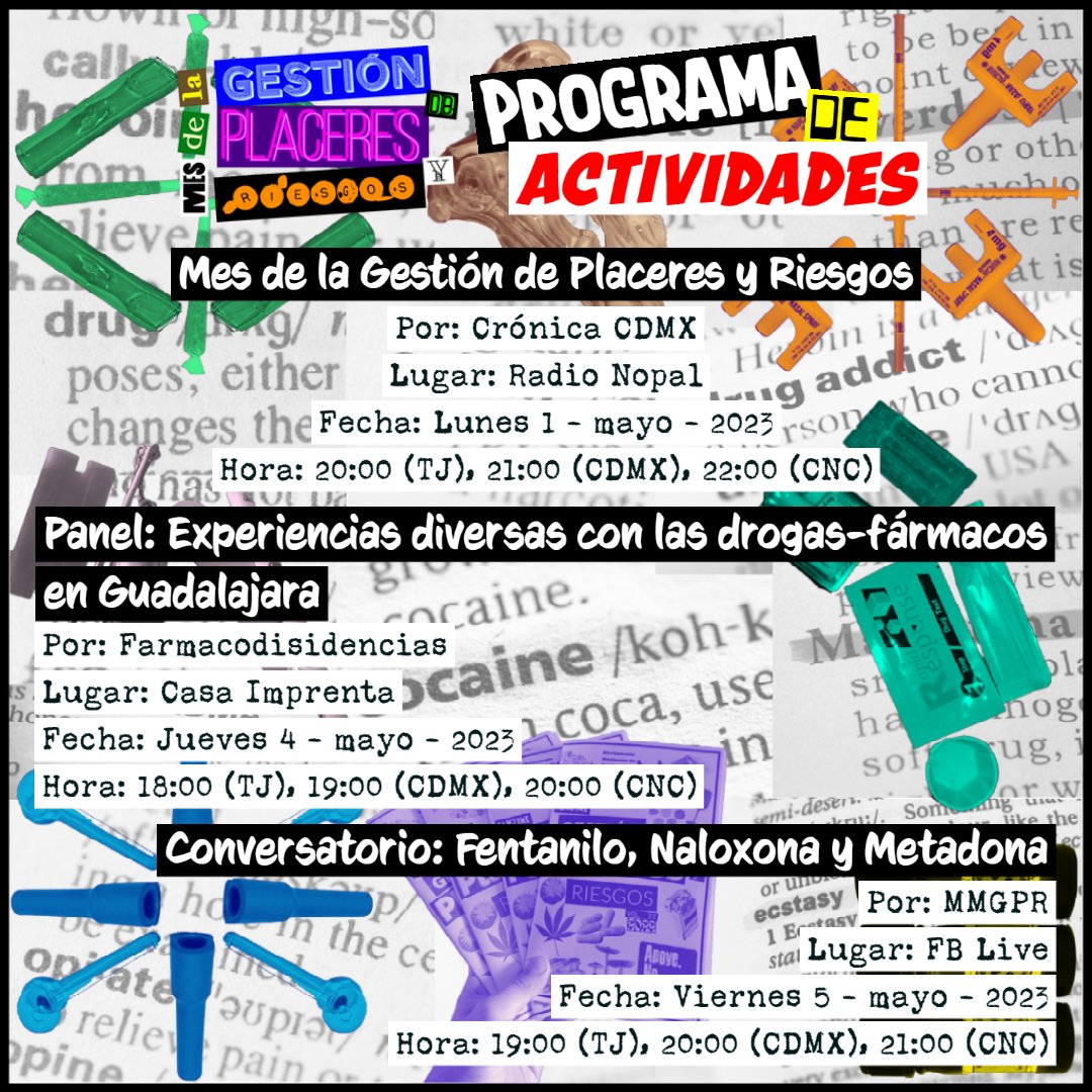 MovMexGPR's tweet photo. Les compartimos nuestro programa de actividades del Mes de la #GestiónDePlaceresYRiesgos en el marco del Día Internacional de la #ReducciónDeDaños #IHRD2023 #InternationalHarmReductionDay #ApoyeNoCastigue #IOAD2023 https://t.co/Iwf70l1Lfy