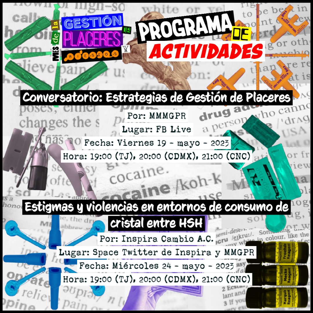 MovMexGPR's tweet photo. Les compartimos nuestro programa de actividades del Mes de la #GestiónDePlaceresYRiesgos en el marco del Día Internacional de la #ReducciónDeDaños #IHRD2023 #InternationalHarmReductionDay #ApoyeNoCastigue #IOAD2023 https://t.co/Iwf70l1Lfy