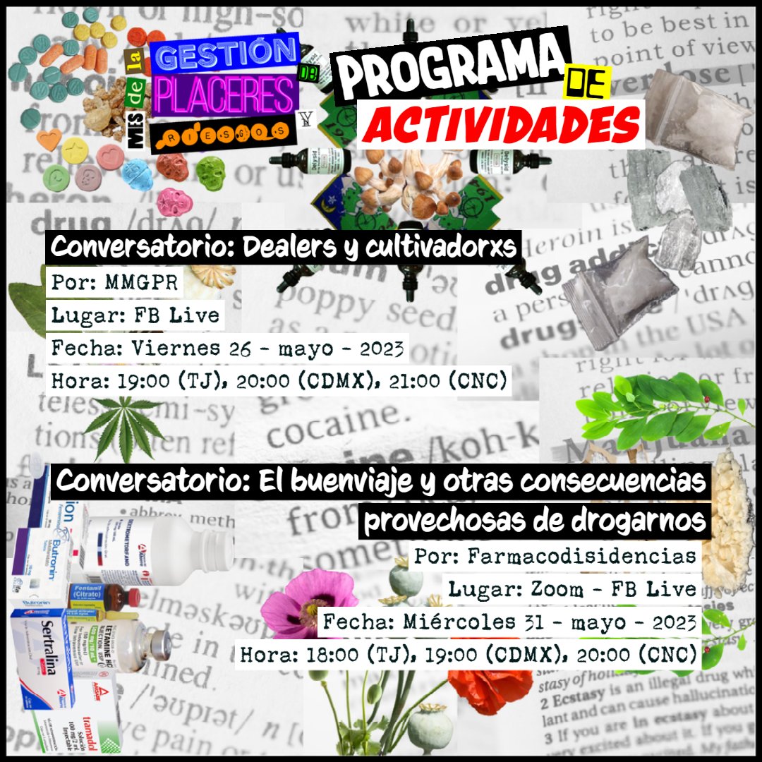 MovMexGPR's tweet photo. Les compartimos nuestro programa de actividades del Mes de la #GestiónDePlaceresYRiesgos en el marco del Día Internacional de la #ReducciónDeDaños #IHRD2023 #InternationalHarmReductionDay #ApoyeNoCastigue #IOAD2023 https://t.co/Iwf70l1Lfy