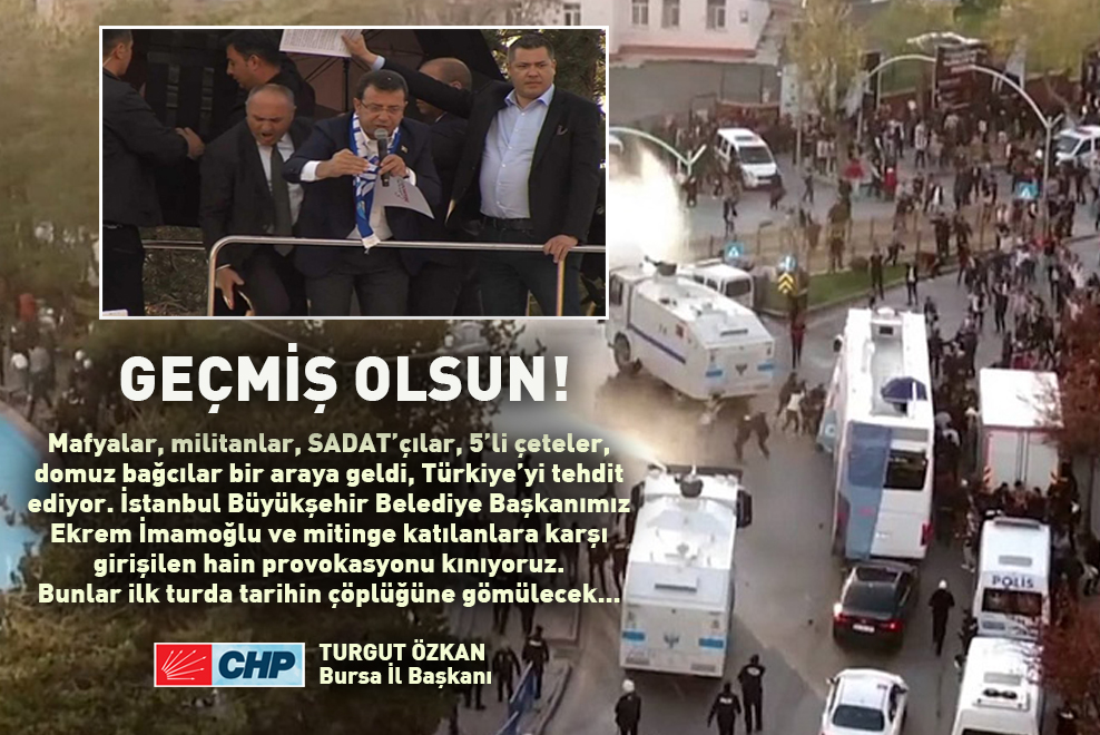 GEÇMİŞ OLSUN!
Mafyalar, militanlar, SADAT’çılar, çeteler, domuz bağcılar bir araya geldi, Türkiye’yi tehdit ediyor. Erzurum'da İBB Başkanımız <a href="/ekrem_imamoglu/">Ekrem İmamoğlu</a> ve katılımcılara karşı girişilen hain provokasyonu kınıyoruz. 
#SanaSöz
#GeliyorGelmekteOlan 
#Erzurum
#Haydi