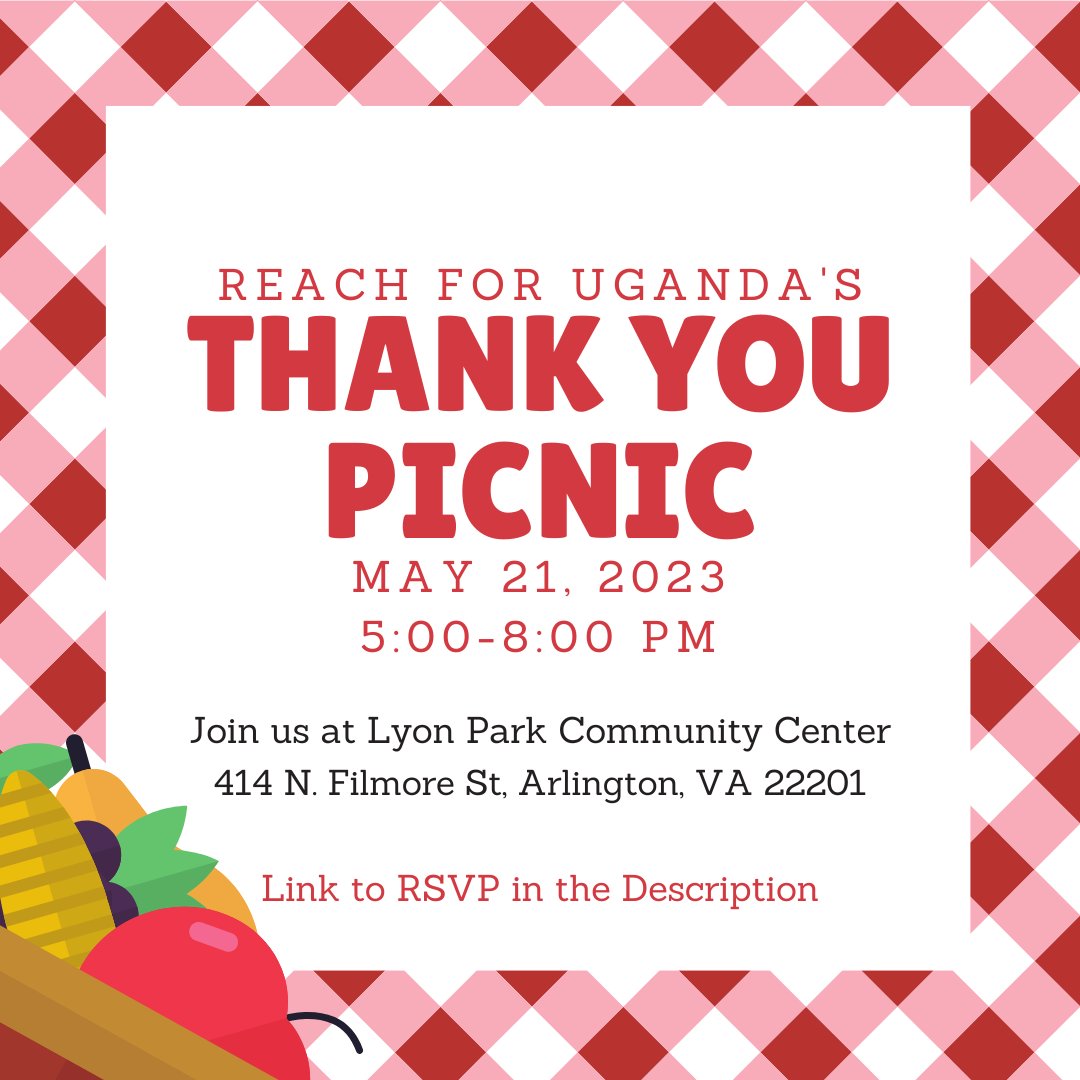 Our annual picnic is a thank-you event for our donors, child sponsors, and volunteers. Join us on Sunday, May 21st, 5:00-8:00 pm at Lyon Park Community Center.

To RSVP: signupgenius.com/go/10c0e4bafa6…