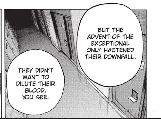 i think horikoshi should get many kisses for basically saying "if you exclude other races / types of people from your family bloodlines because you are a pigot you will die."