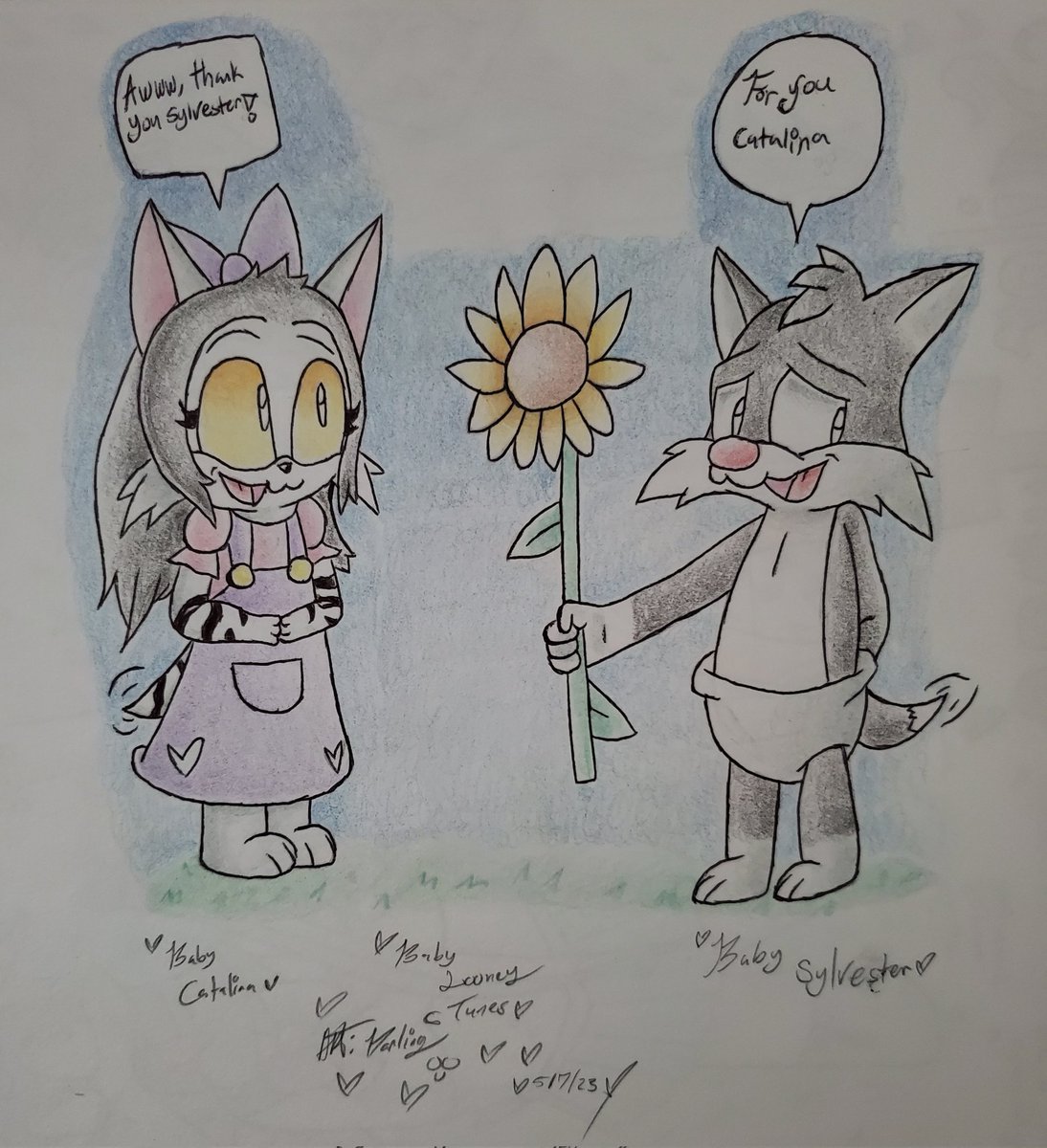 Baby Looney Tunes: Sylvester gives Catalina a Sunflower 🌻🤍🖤💖
#BabyLooneyTunes
#LooneyTunesOc
#SylvestertheCat