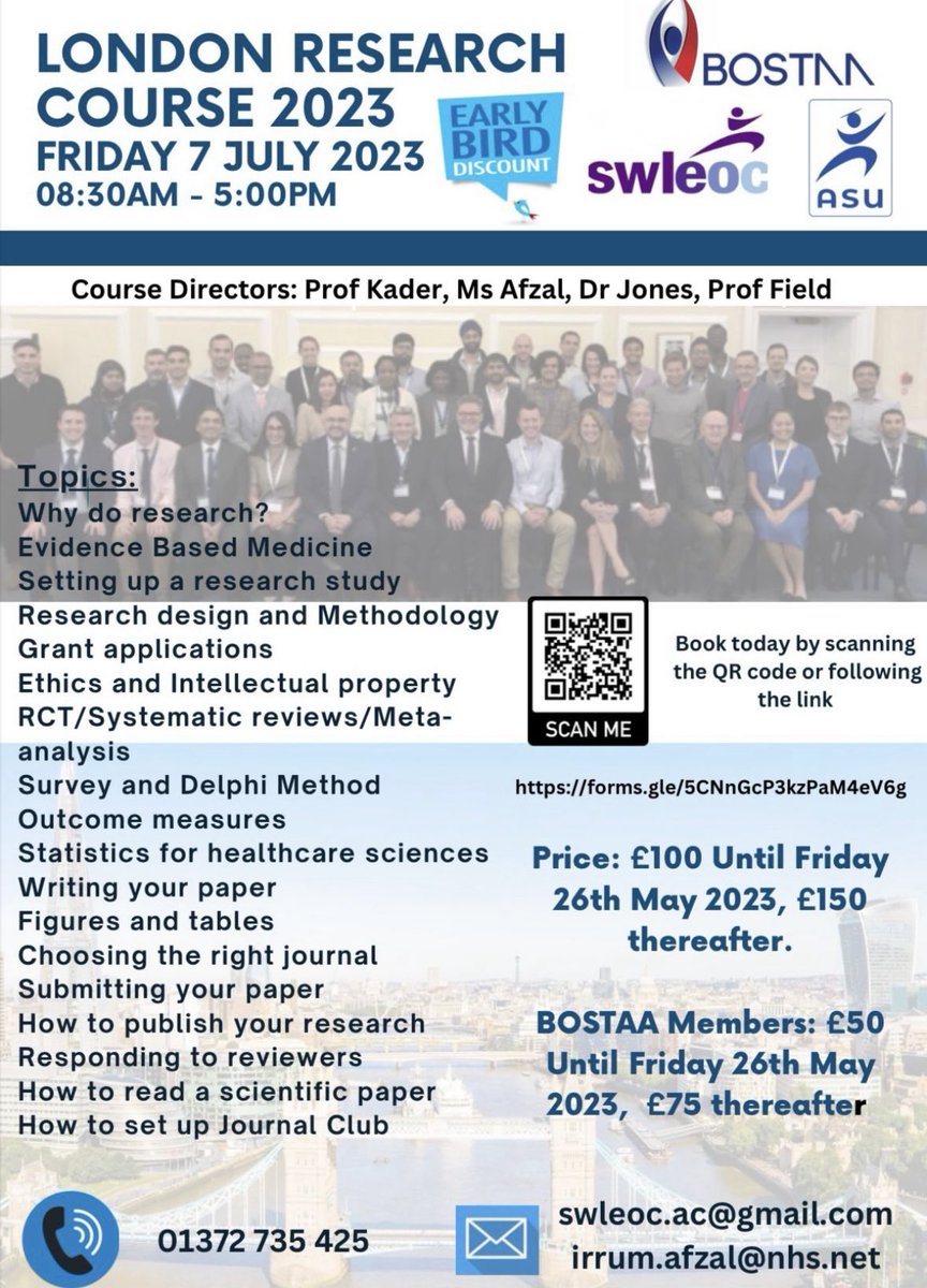 BOSTAA_UK's tweet photo. Two months to go! Donโt miss out, book your course place today following this link - https://t.co/XeNsPCsocs @DeiaryKader @iafzal1 #LondonResearchCourse https://t.co/yWilWrFZIE