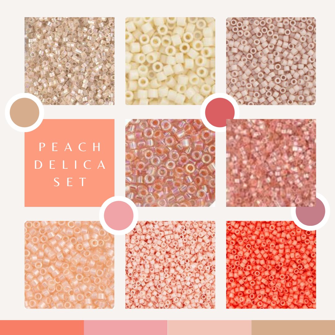 This Very Peachy Delica Set is full of fantastic finds! Get 8 Delica beads of your favourite peachy palette for that springtime shine. Get creative and make something truly unique for your next special occasion! Let this set have you feeling peach-y all season long! #delicaset