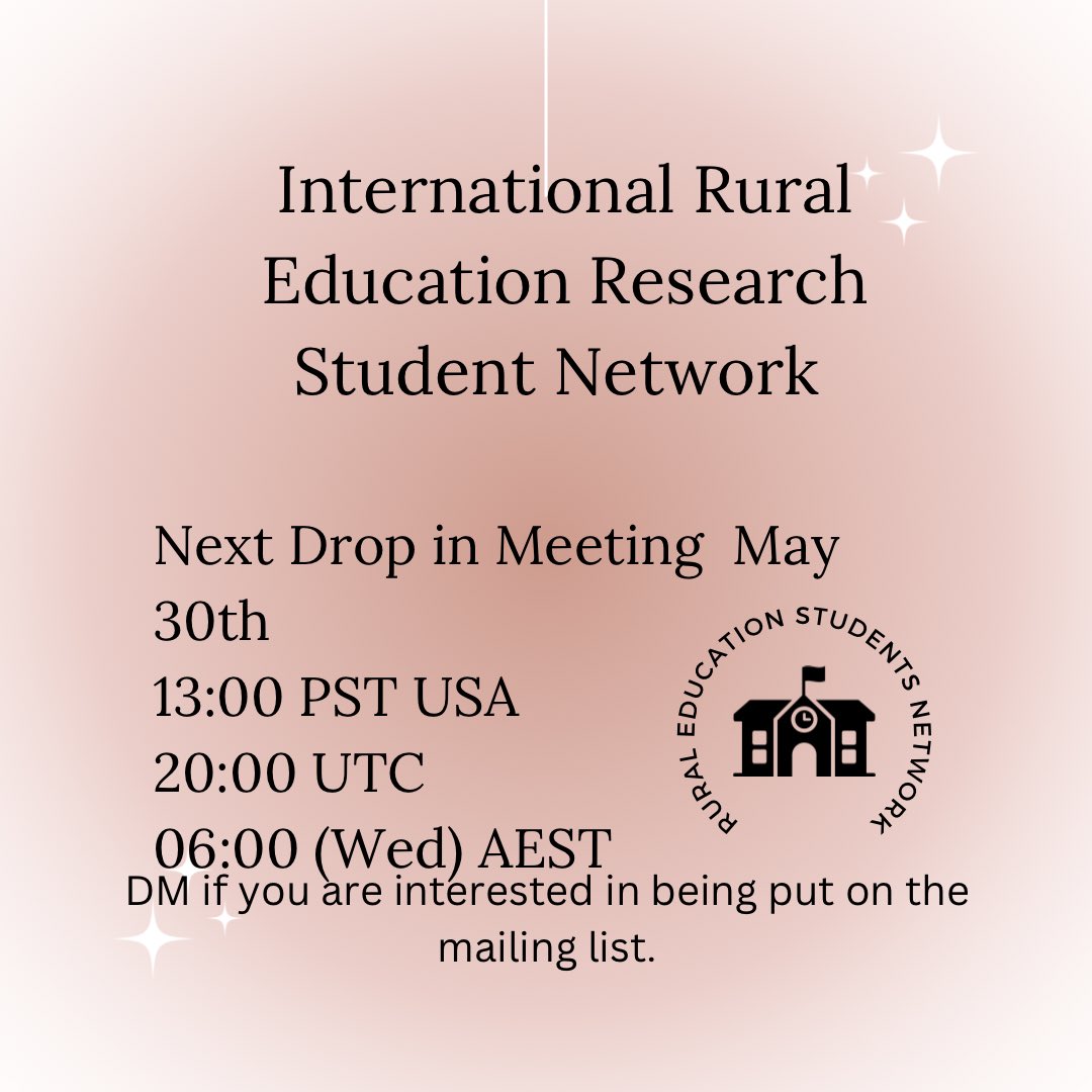 Next drop in meeting date and times. #rural #ruraleducation #phd #phdlife #phdchat #education