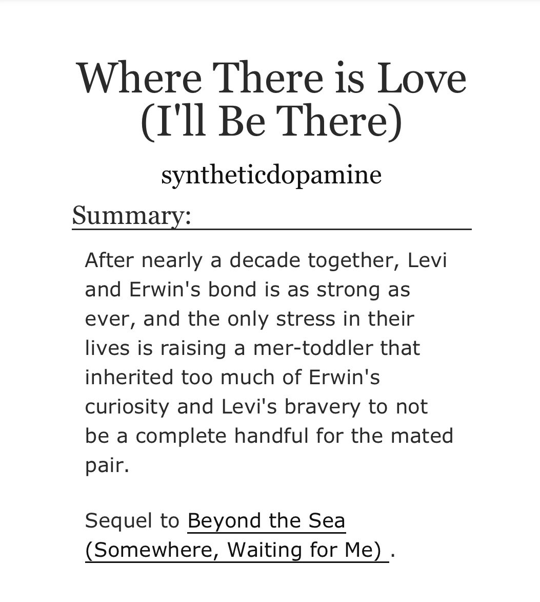 synthdopamine's tweet photo. Surprise! Wholesome family sequel happened spur of the moment in a wild burst of motivation! 🥳🧜‍♂️I haven’t written anything in a month and have been IA for a few days but MerMay is so special to me I had to get this #eruri sequel out 💜I hope you enjoy⬇️

https://t.co/aq46GzpqG5 https://t.co/kfZF4Pe5aZ