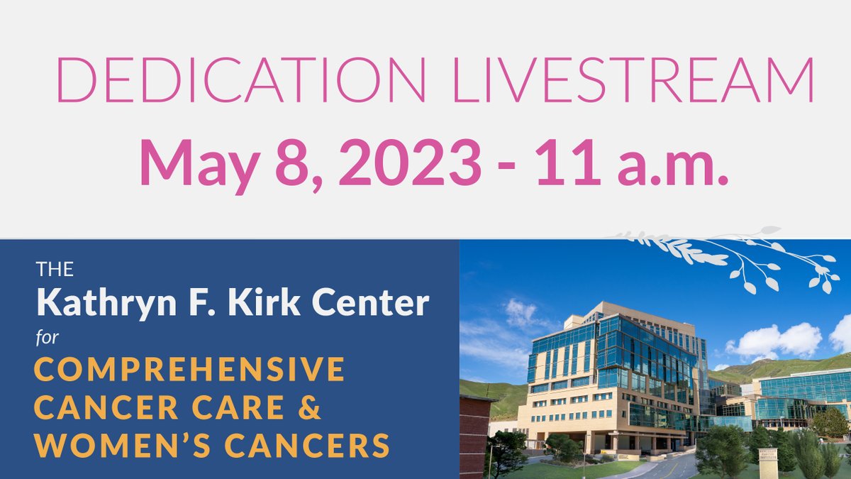 huntsmancancer's tweet photo. We are looking forward to the dedication of The Kathryn F. Kirk Center for Comprehensive Cancer Care &amp; Women's Cancers tomorrow! Please join our livestream on Facebook at 11 a.m. 
https://t.co/3j4uF6fT1R https://t.co/oPU2lP2Dr6