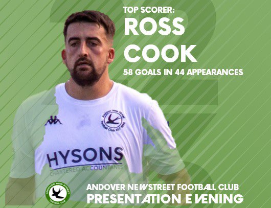 Top Scorer 𝗼𝗳 𝘁𝗵𝗲 𝗦𝗲𝗮𝘀𝗼𝗻 🏆

No surprise here, with Ross Cook’s impressive 58 goals this season!

Well done Cooky!!!!

#UpTheStreet | #PresentationNight
