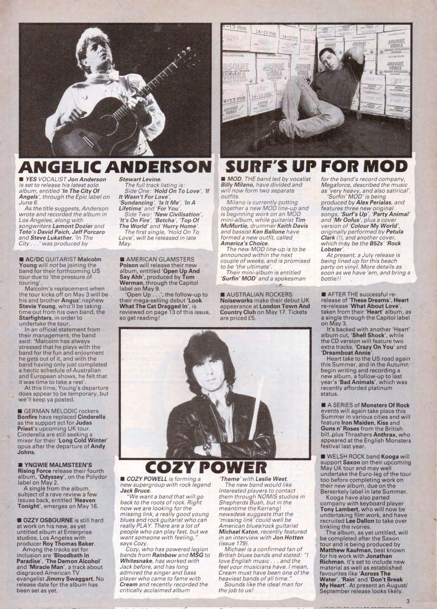 OldKerrang81's tweet photo. May 7, 1988

KERRANG MAYHEM: JON ANDERSON, MOD, COZY POWELL, AC/DC, YNGWIE MALMSTEEN, OZZY OSBOURNE, POISON, NOISEWORKS, HEART, MONSTERS OF ROCK, KOOGA https://t.co/RrxxJ9y70z