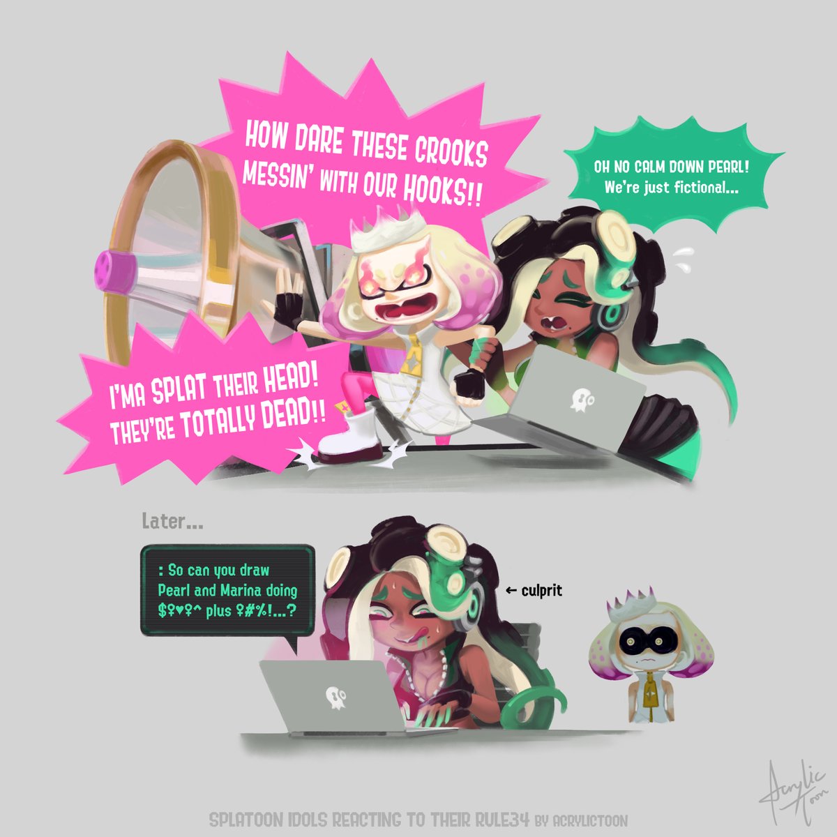 acrylictoon's tweet photo. #Splatoon Idols reacting to their RULE34 🔫 https://t.co/8OAveGGqSV