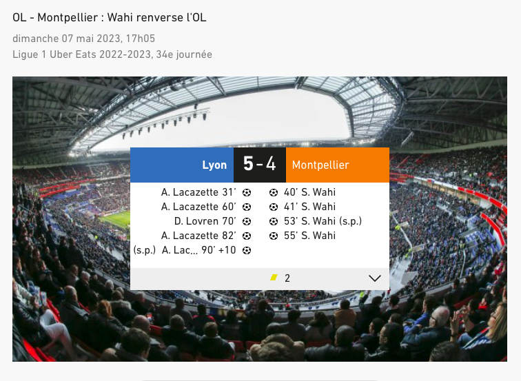 MProlixe's tweet photo. QUI ? Qui après les deux buts de Wahi pensaient que l'histoire serait marquée ce soir par Lyon ? Ils l'ont fait c'est fou @OL . Meilleur match de la saison et plus beau match de L1 que j'ai vu depuis des années, Lacazette mentalité béton 07/05/2023 📅 https://t.co/rZp44ti8J8