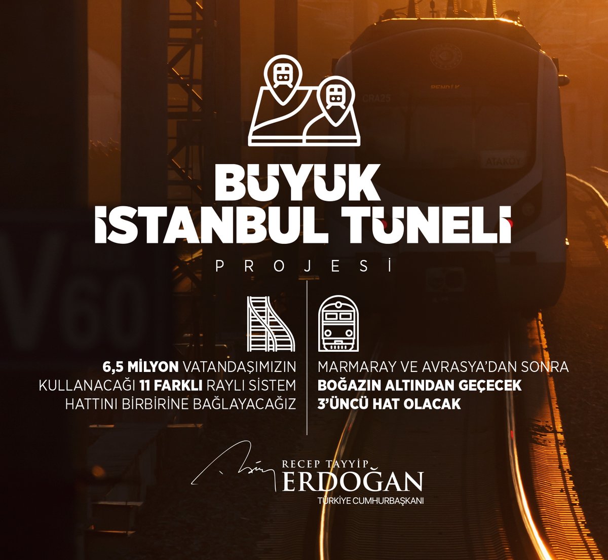 Son 21 yılda, sadece kamu yatırımlarıyla İstanbul'un emrine 812 milyar liralık bir kaynak verdik. Şimdi de Büyük İstanbul Tüneli Projemizi hayata geçiriyoruz.