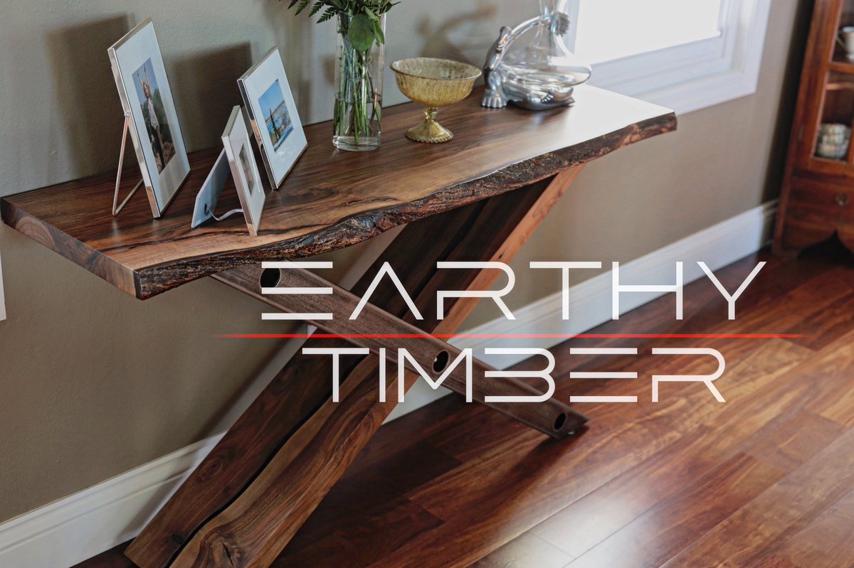 Dark English walnut console side table with subtle resin enhancements by Earthy® Timber. Statement wooden furniture designed by ASStawicki EarthyTimber.com ASStawicki.com <a href="/EarthyTimber/">Earthy Design</a> <a href="/mareketer/">MAREKETER</a> #earthy  #walnut #console
