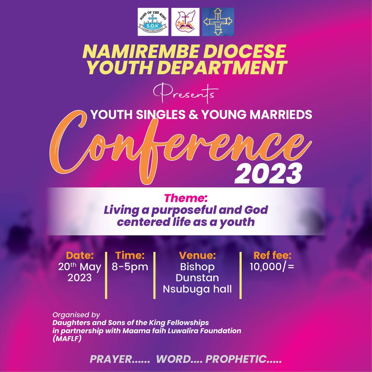 Maama Faith Luwalira Foundation (MAFLF) (@faithmaama) on Twitter photo <a href="/FaithMaama/">Maama Faith Luwalira Foundation (MAFLF)</a> together with the <a href="/NamirembeYouth/">Namirembe Diocese Youth Department</a> through <a href="/DokNamirembe/">Dok Namirembe</a> &Sons of the King Fellowship have organized a Youth Singles & Young Marrieds Conference. Building families based on Biblical Values & Principles.<a href="/Mengo_School/">Mengo Senior School</a> <a href="/coufamilytv/">COU Family TV</a> <a href="/KampalaYouth_/">Diocese Of Kampala Youth Dpt</a> <a href="/Archbp_COU/">Archbishop Stephen Kaziimba</a> <a href="/BishopsVoice/">Namirembe Diocese</a> <a href="/FaithMaama/">Maama Faith Luwalira Foundation (MAFLF)</a> together with the <a href="/NamirembeYouth/">Namirembe Diocese Youth Department</a> through <a href="/DokNamirembe/">Dok Namirembe</a> &Sons of the King Fellowship have organized a Youth Singles & Young Marrieds Conference. Building families based on Biblical Values & Principles.<a href="/Mengo_School/">Mengo Senior School</a> <a href="/coufamilytv/">COU Family TV</a> <a href="/KampalaYouth_/">Diocese Of Kampala Youth Dpt</a> <a href="/Archbp_COU/">Archbishop Stephen Kaziimba</a> <a href="/BishopsVoice/">Namirembe Diocese</a>
