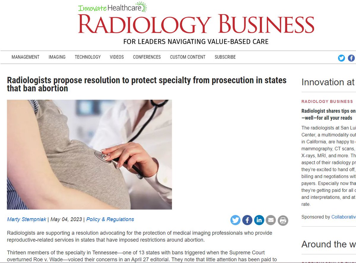 Thank you <a href="/RadiologyBiz/">Radiology Business</a> for highlighting the importance of #rads standing up for patients! Reference Committee Open Hearings tomorrow from 1:30-5 ET. #Rads4Choice #Resolution11 🎉radiologybusiness.com/node/237826