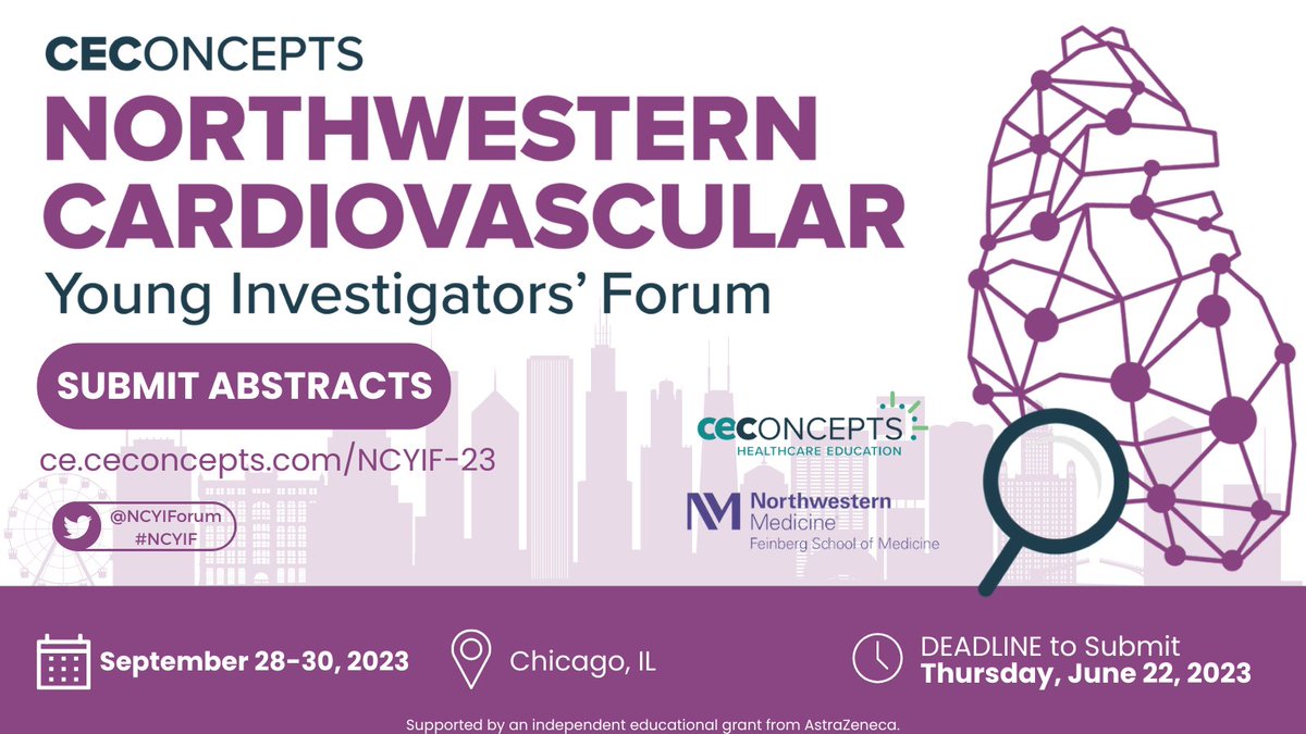 🎉 Join us for #NCYIF23, in collaboration w/ @NUFeinbergMed! Improve your #Research skills, evaluate peers' work & enhance your career as a #Cardiovascular researcher! Submit Abstracts by June 22➡️➡️➡️ ce.ceconcepts.com/NCYIF-23 #CardioRenal #CardioMetabolic #CardioTwitter #Renal