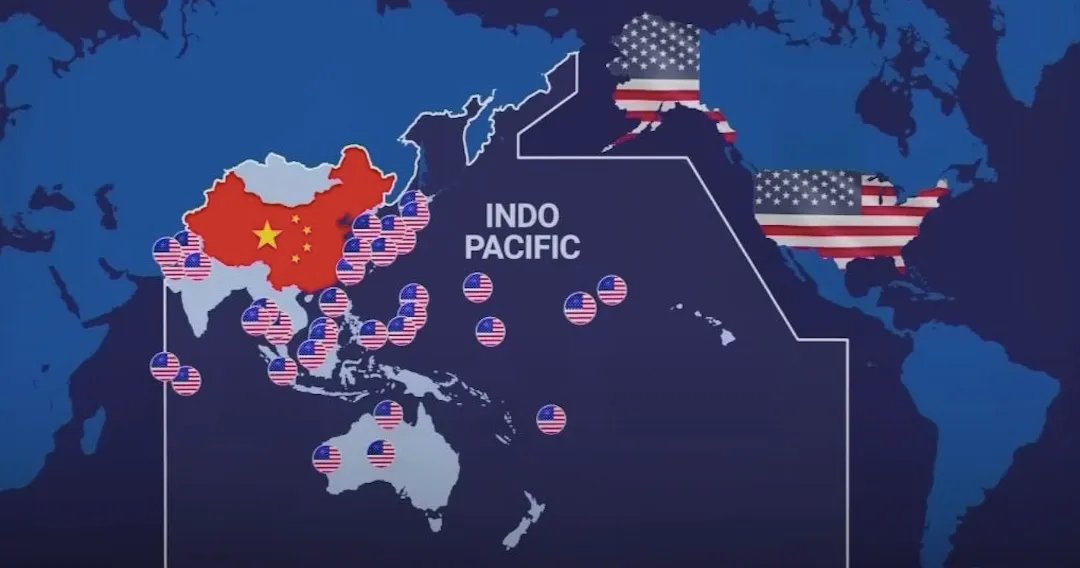 caitoz's tweet photo. Only a drooling moron would believe the US militarily encircling its #1 geopolitical rival on the other side of the planet is "manifestly defensive". https://t.co/cacZWQdA1P