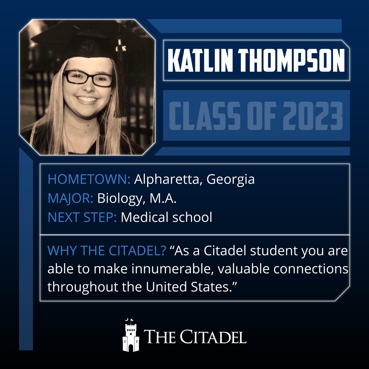 Citadel1842's tweet image. The Class of 2023 is going great places after they walk across the stage at Commencement. We asked The Citadel Graduate College’s graduating class what their plans are after graduation and why they chose The Citadel, and the responses did not disappoint.