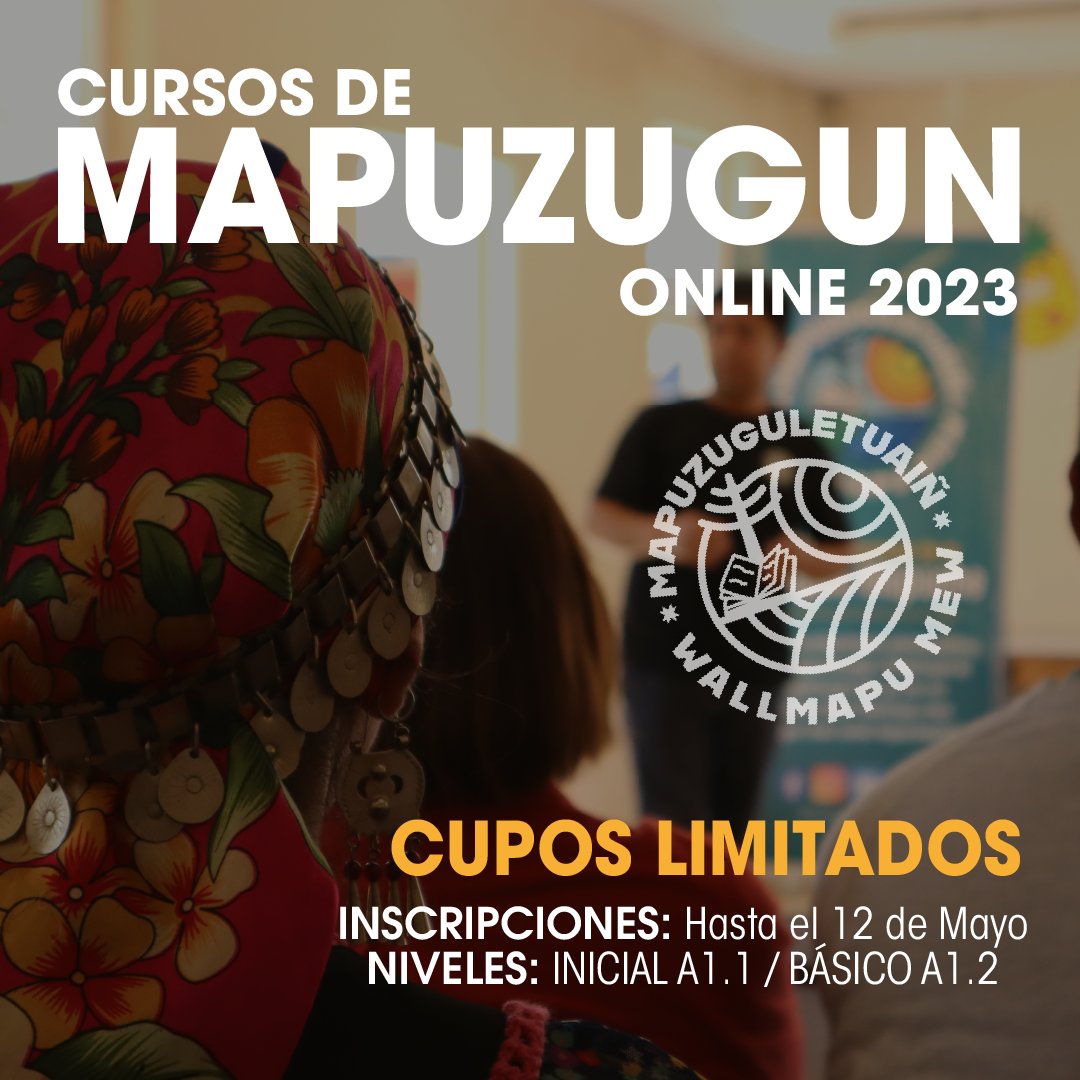 mapuzuguletuain's tweet photo. NO NECESITAS CONOCIMIENTOS PREVIOS ✨. Tendremos niveles inicial y básico.
Inscríbete acá: https://t.co/Rc7bzUHMJv

#mapuzugun #mapuche #chile #wallmapu #online #argentina https://t.co/MKYzCRGGOD