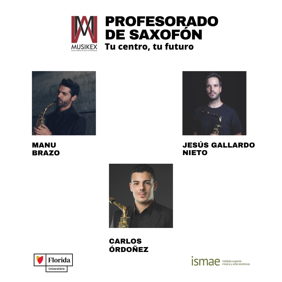 Con un profesorado de #saxo  espectacular Musikex abre la pre-inscripción del Grado Superior

Inscríbete aquí:
musikex.es/pre-inscripcio…

<a href="/manubrazo/">Manu Brazo</a> 
JesusGallardoNieto 
CarlosOrdóñezdearce

#saxophone #saxophonist  #grado #gradosuperior   #musikex #contemporarymusic  #Extremadura