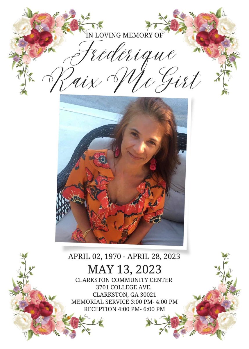 On Saturday, May 13th, we will honor the life of my dear friend &colleague, Frédérique McGirt. She was our loving, caring, & passionate busy🐝. She was an outstanding #educator and #teacher. @edith_aubin @fredatlanta @HermineMorrell @atlantaSTEAM @AJHiggi @pascaleviala @Juliehig