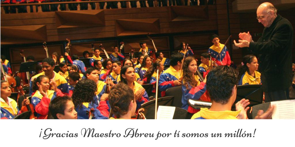 elsistema: #JoséAntonioAbreu su Programa de Acción Social por la Música ha transformado la vida de generaciones completas de niños y jóvenes en toda Venezuela y mundo. #MaestroAbreuSomosTodos