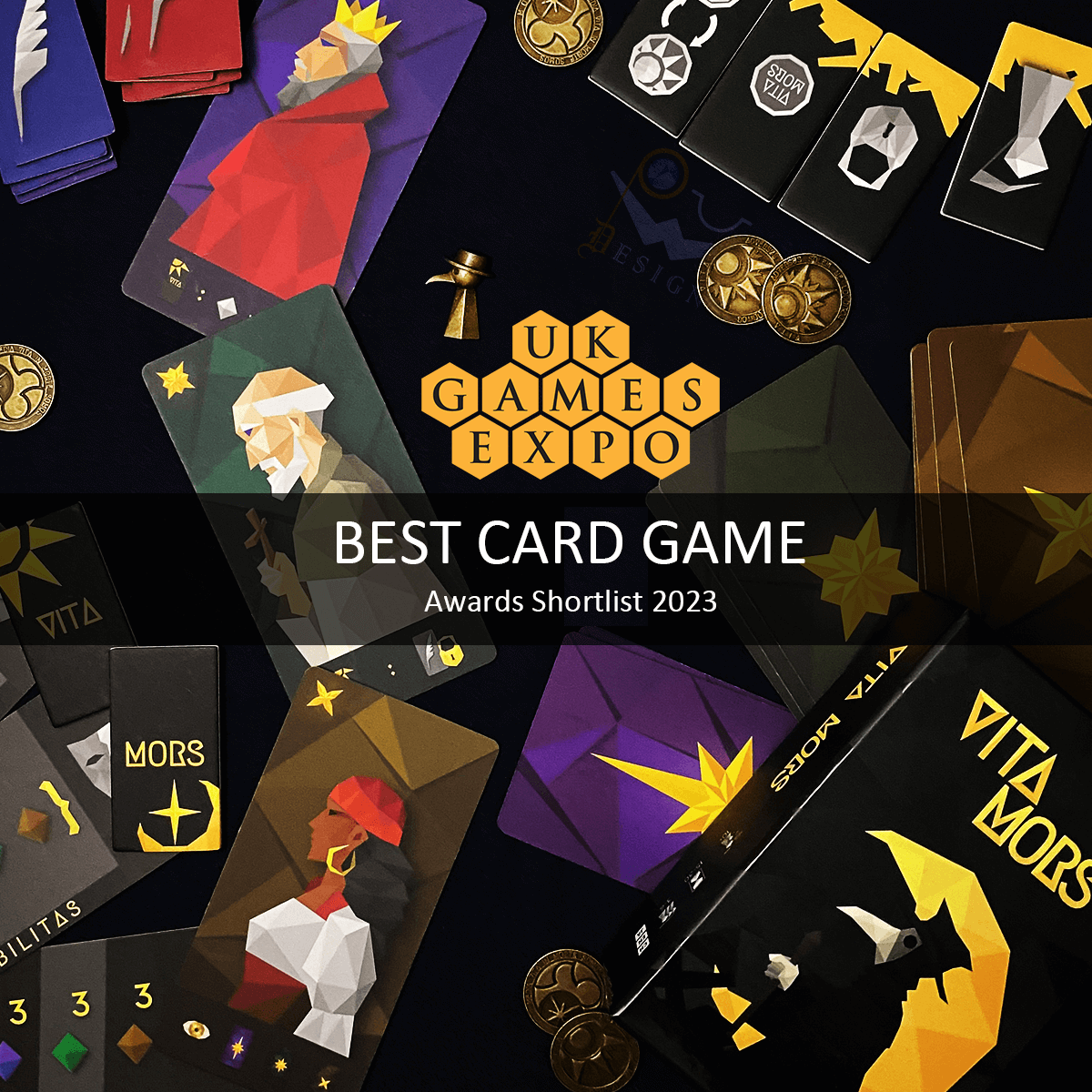 PWUDesign's tweet photo. 🎉🃏Vita Mors is nominated for Best Card Game at @UKGamesExpo !🏆Get a free Vita Mors: the Villains by pre-ordering #VitaMors and #Conspiro until May 31! Plus, the first ten pre-orders get a coaster and a bag@🎁Limited quantities available, act fast!💨 https://t.co/fjdyyteAxg https://t.co/gom6cv4HBx