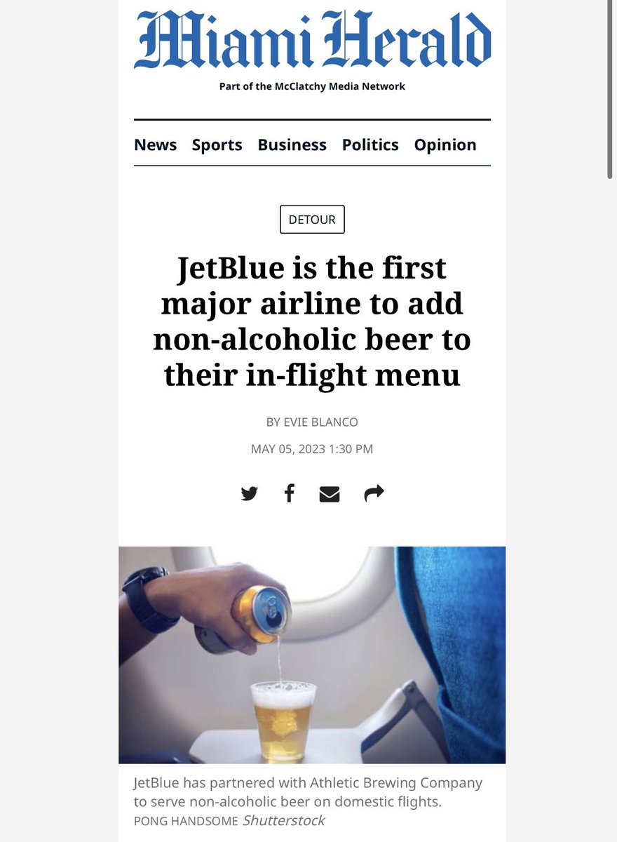 NABeerClub's tweet photo. We have taken flight @JetBlue @AthleticBrewing #nabeer #nonalcoholicbeer https://t.co/IIeNmOtW1m